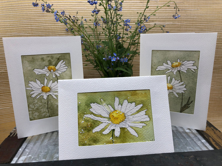 handpainted daisy watercolor stationery