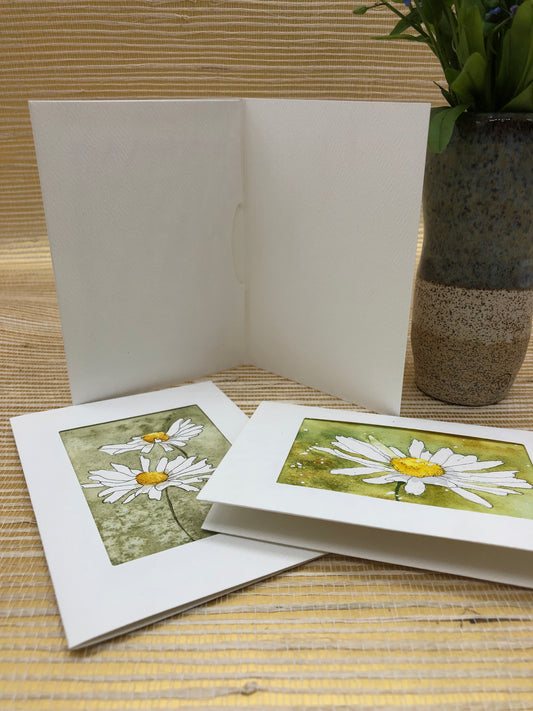 Daisy themed original watercolor stationery 3-pack