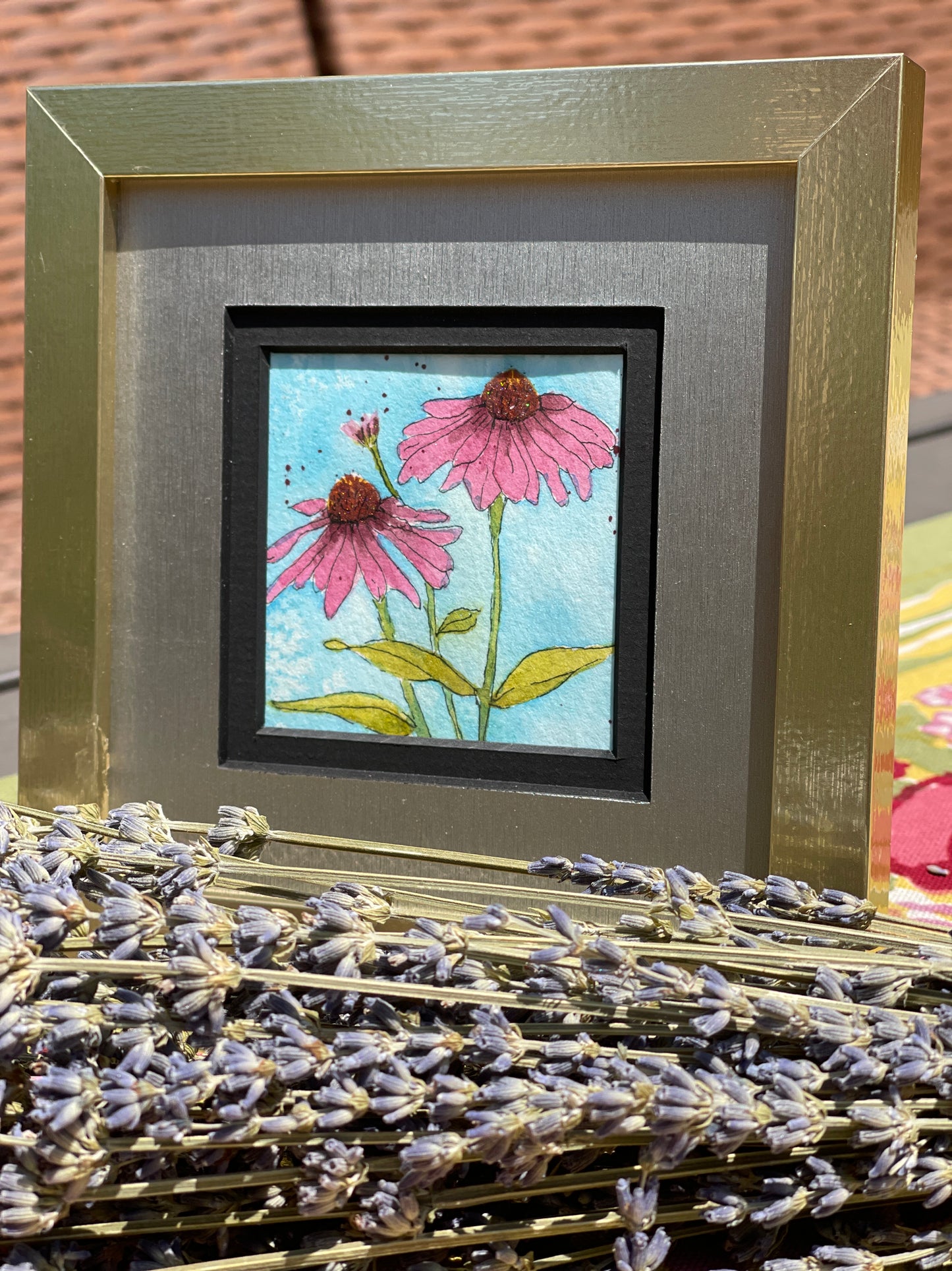 #1021ED Sketchbook series watercolor notecards: Daisy and Echinacea
