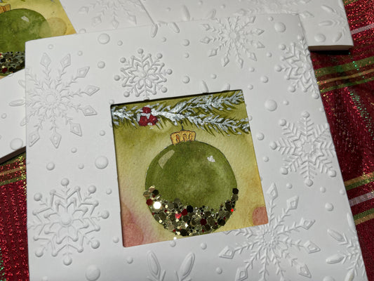Holiday Christmas Watercolor 3-Card Set Embossed (white)