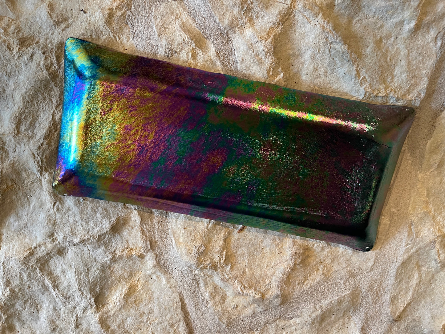 Fused glass serving tray, contemporary art, gray