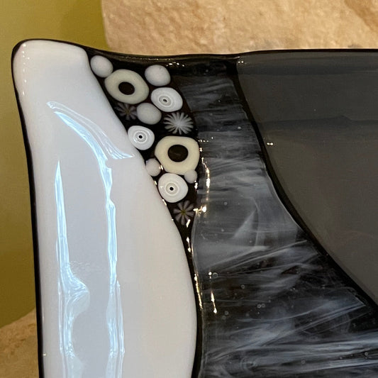 Fused glass serving tray, contemporary art