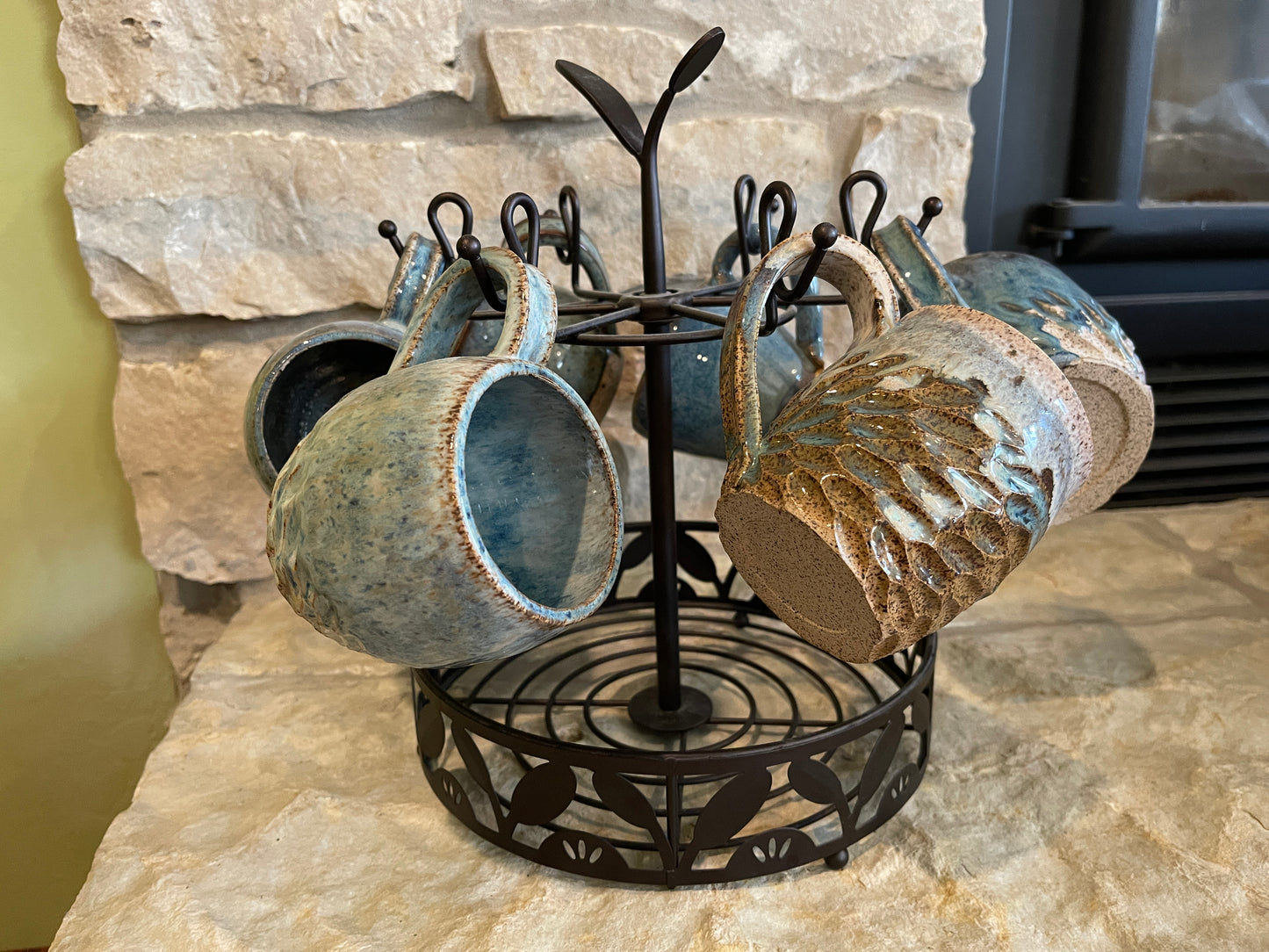 Stoneware coffee mug shades of blue P1003