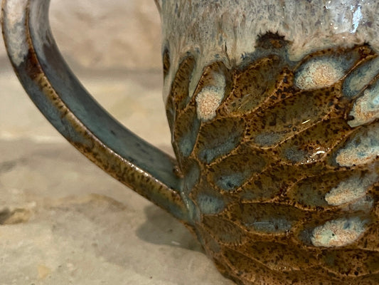 Stoneware coffee mug shades of blue P1005