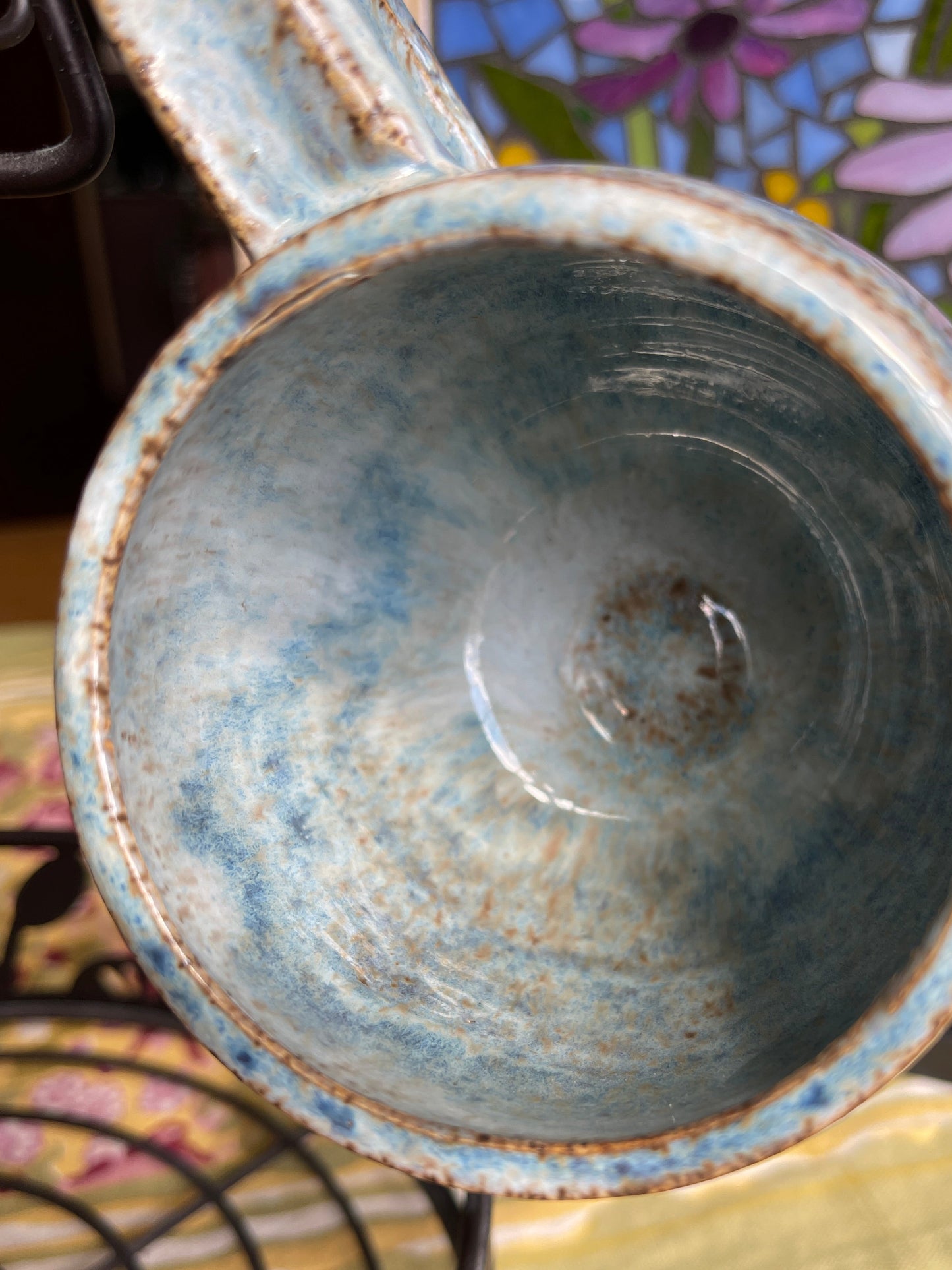 Stoneware coffee mug shades of blue P1004