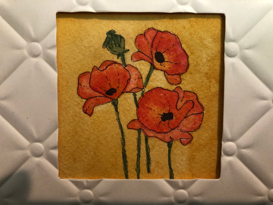 Poppy themed notecard stationery; 2-pack