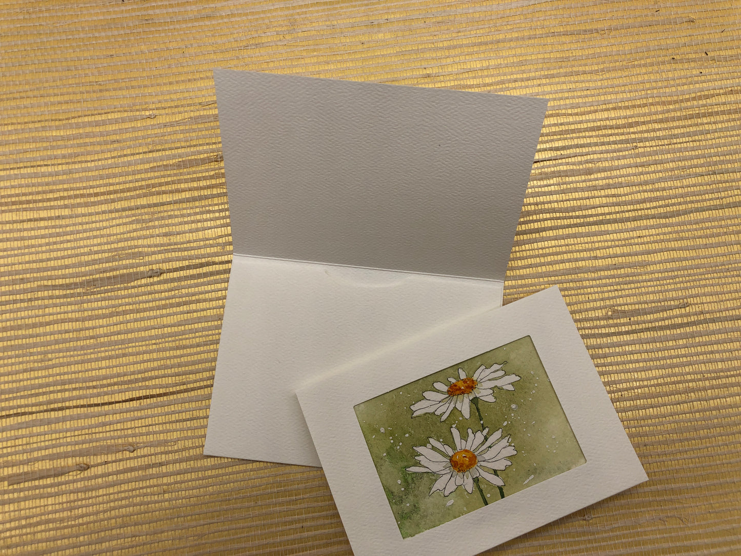 Sketchbook theme original watercolor notecards; Daisy 2-pack