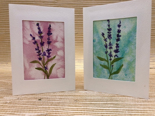Lavender original watercolor stationery; 2-pack