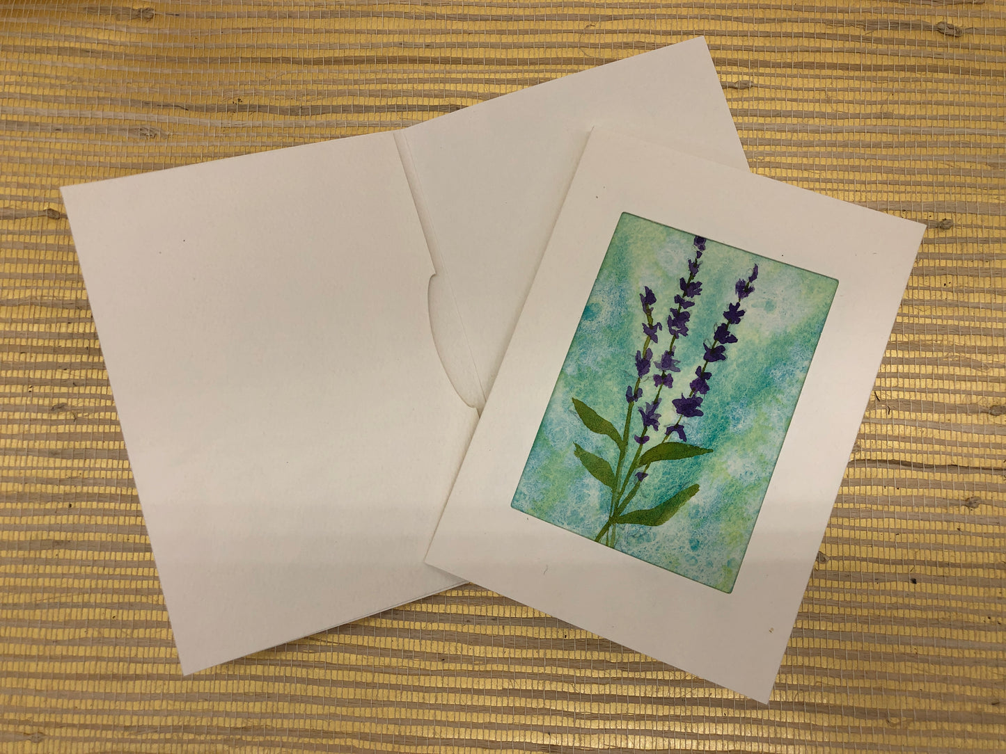 Lavender original watercolor stationery; 2-pack