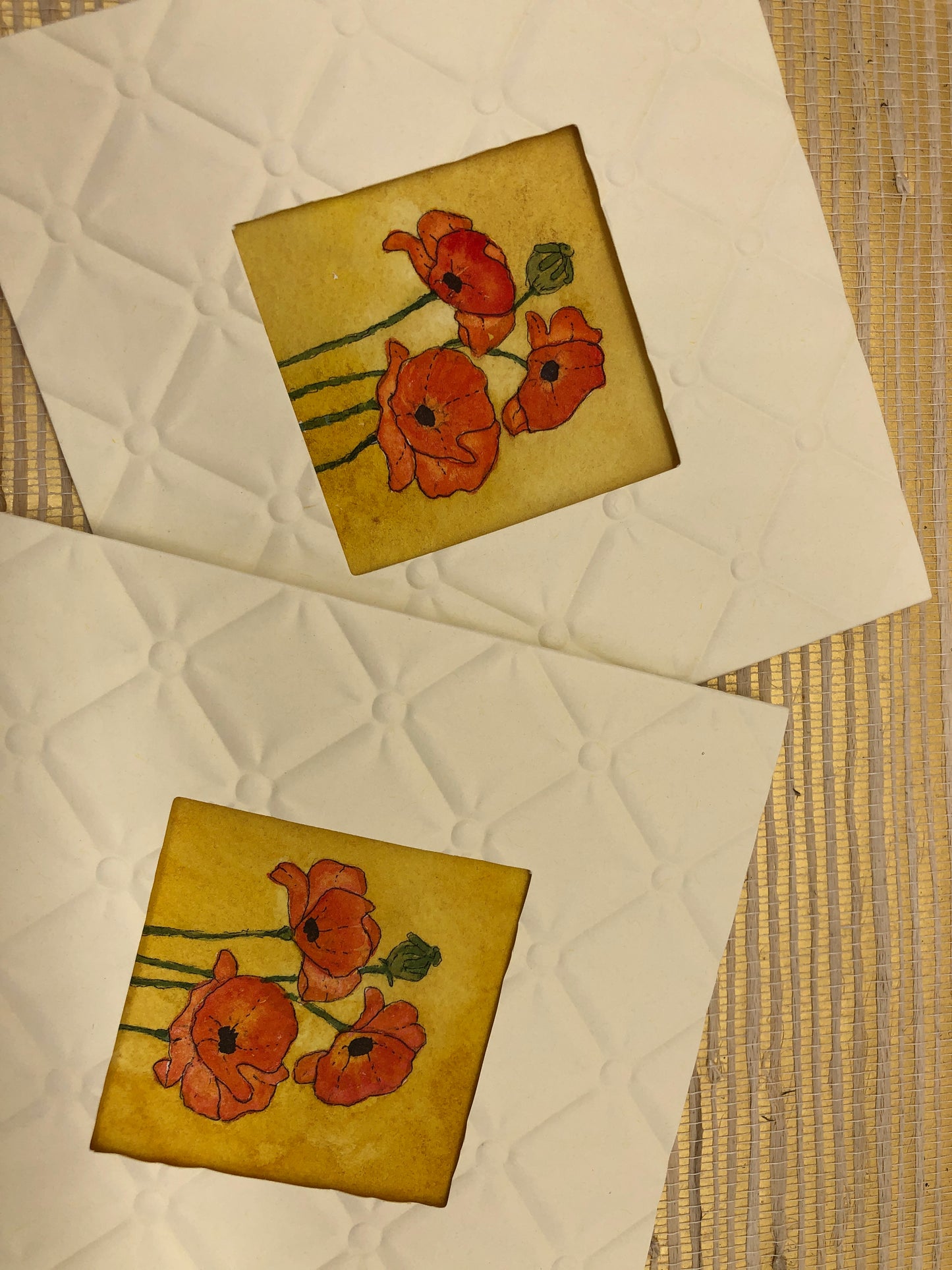 Poppy themed notecard stationery; 2-pack