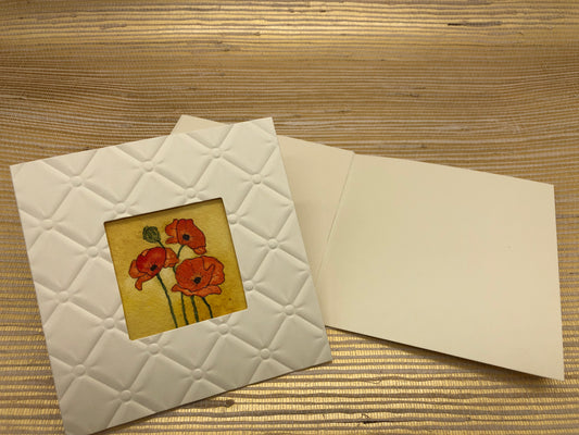 Poppy themed notecard stationery; 2-pack