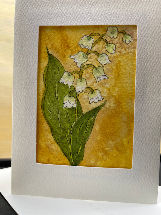 Sketchbook themed watercolor notecards: Lily of the Valley