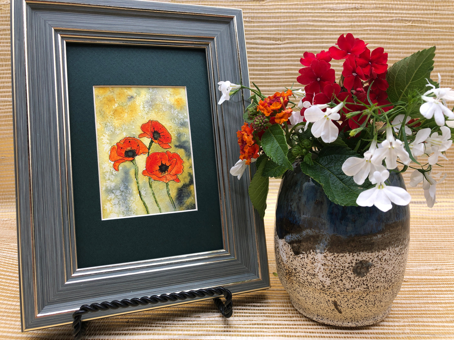 Poppy watercolor notecard handpainted