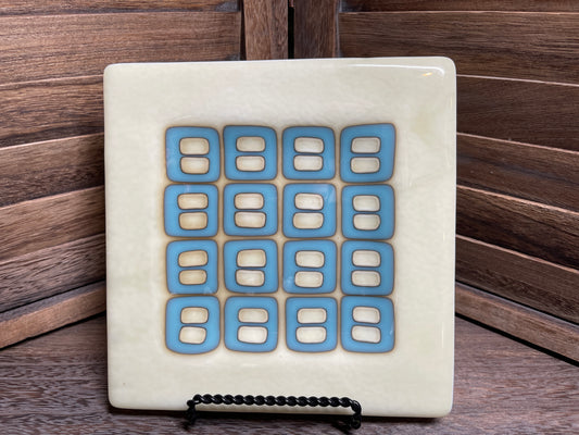 Fyr Bal 7” fused glass cheese plate  $50