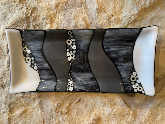 Fused glass serving tray, contemporary art