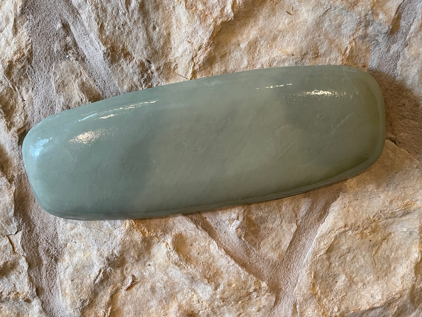 Fused glass relish tray with stylized leaves