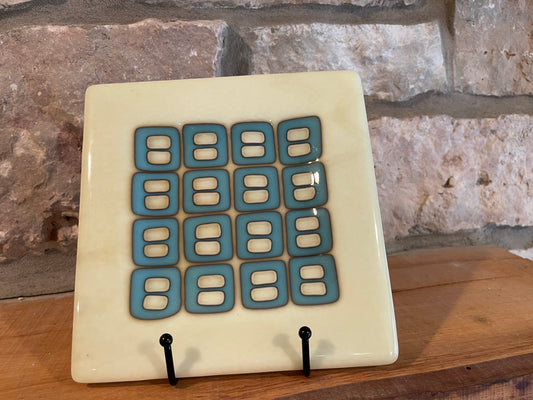 Fused Glass Cheese Plate 7" square