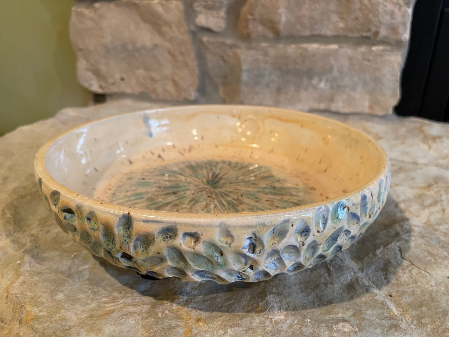 Hand-thrown, hand-sculpted ceramic fruit and vegetable bowl