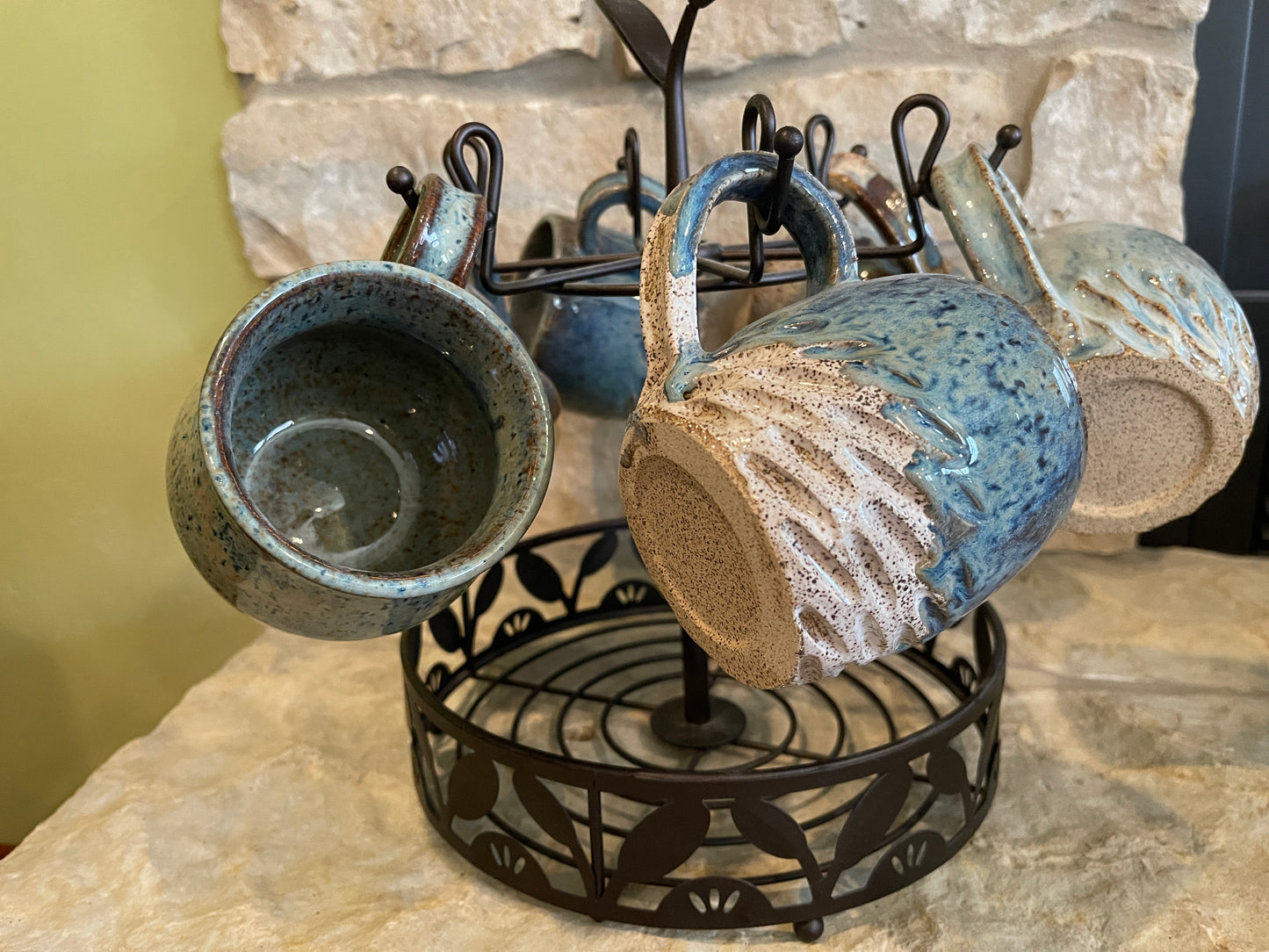 Stoneware coffee mug shades of blue  P1002