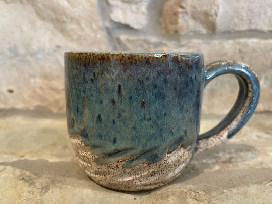 Stoneware coffee mug shades of blue P1001