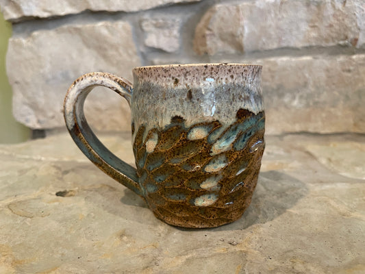 Stoneware coffee mug shades of blue P1005