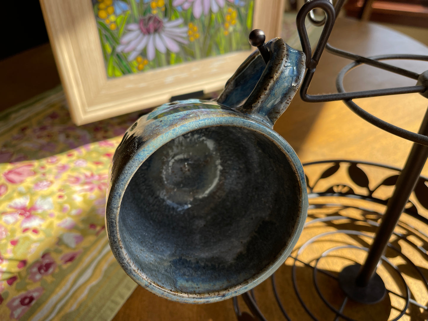 Stoneware coffee mug shades of blue P1001