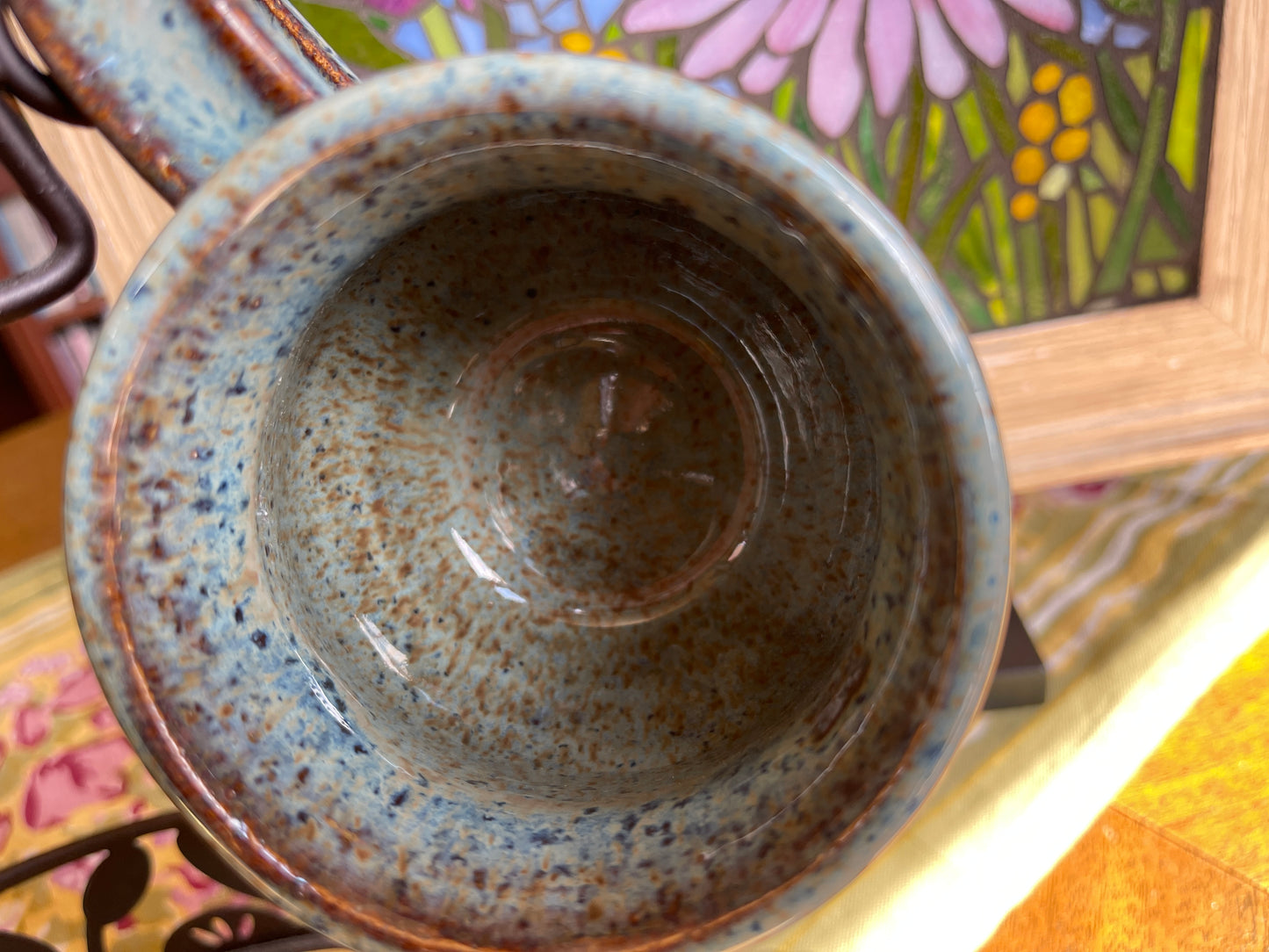 Stoneware coffee mug shades of blue P1003