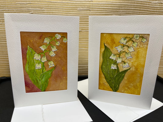 Sketchbook themed watercolor notecards: Lily of the Valley
