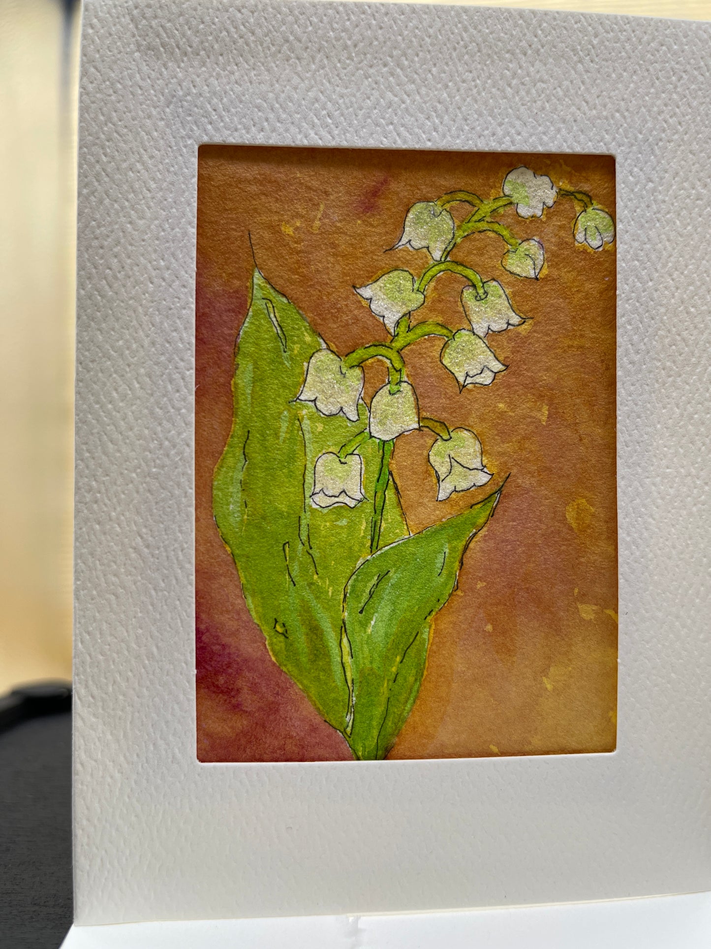 Sketchbook themed watercolor notecards: Lily of the Valley