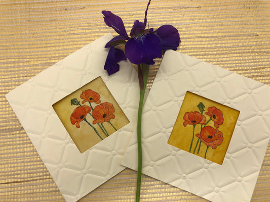 Poppy themed notecard stationery; 2-pack